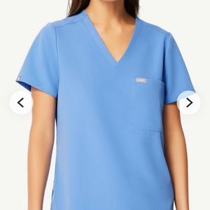 Figs One Pocket Scrub Top, Size S, Ceil Blue, New